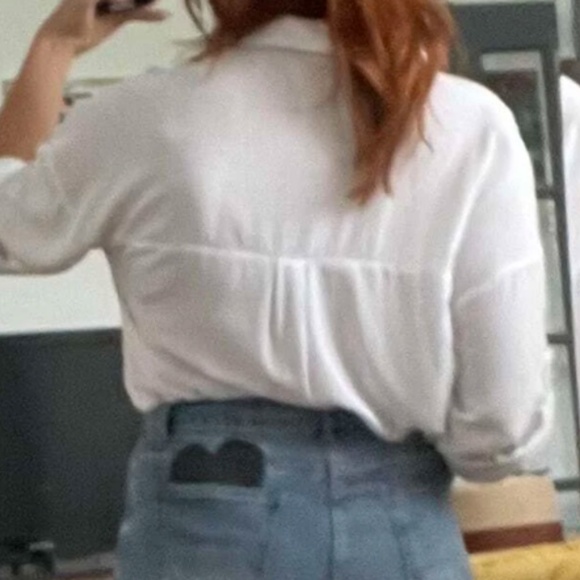 031 Pleated Oversized Boyfriend Button up Top - Picture 7 of 7